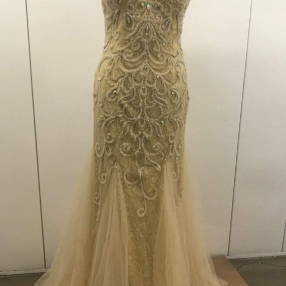 Charming Jewel Neck Sleeveless Shiny Rinestones Mermaid Prom Dress